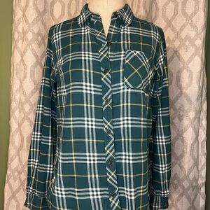 Eddie Bauer Women's Green Plaid Shirt